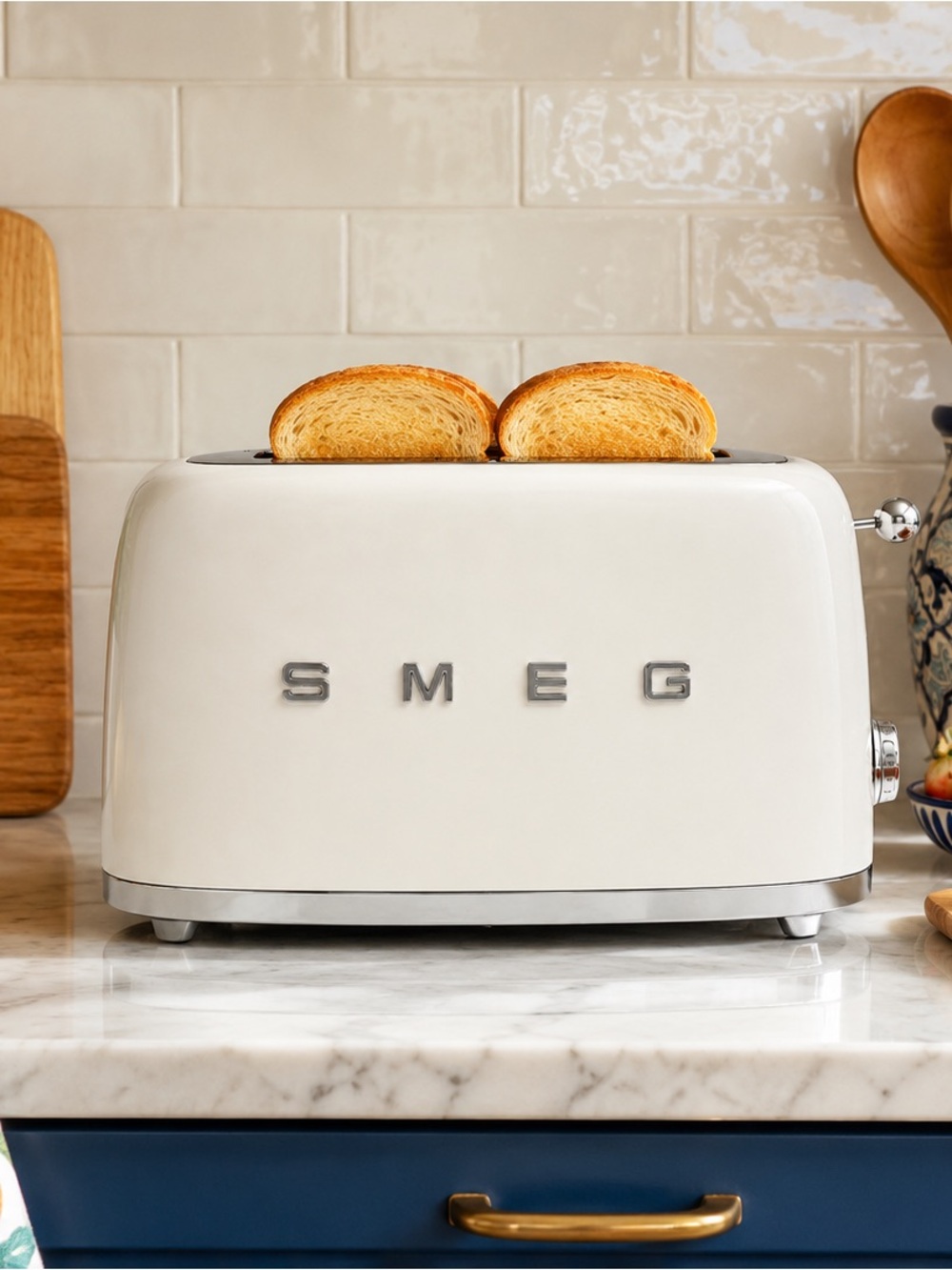 SMEG 4 Slice Long Slot Toaster White 50s Retro TSF02WHUS New